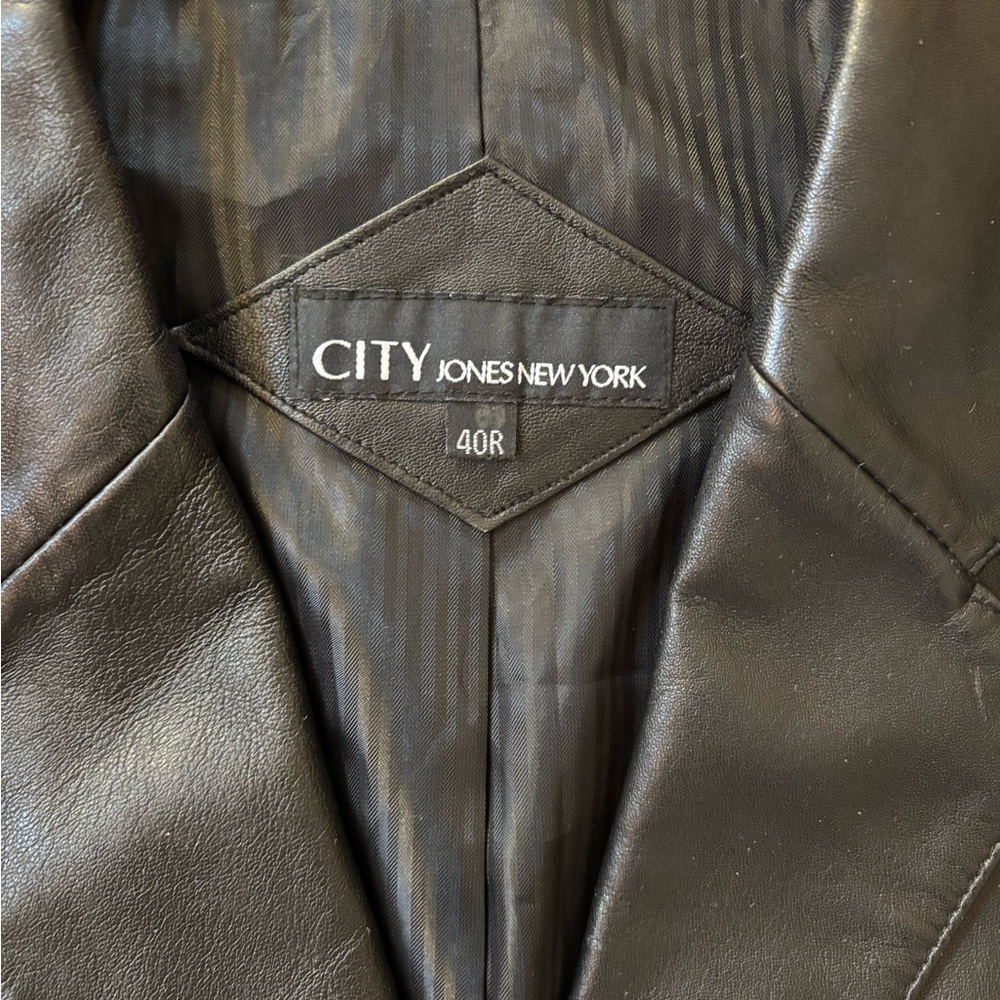 Jones New York Black Leather Jacket - Picture 2 of 7